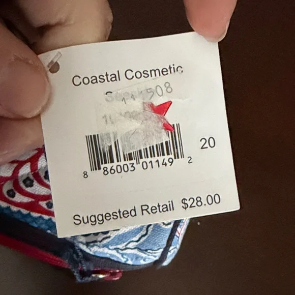 Vera Bradley Red and Blue Paisley cosmetic Pouch - Seaside Collection - Picture 3 of 5